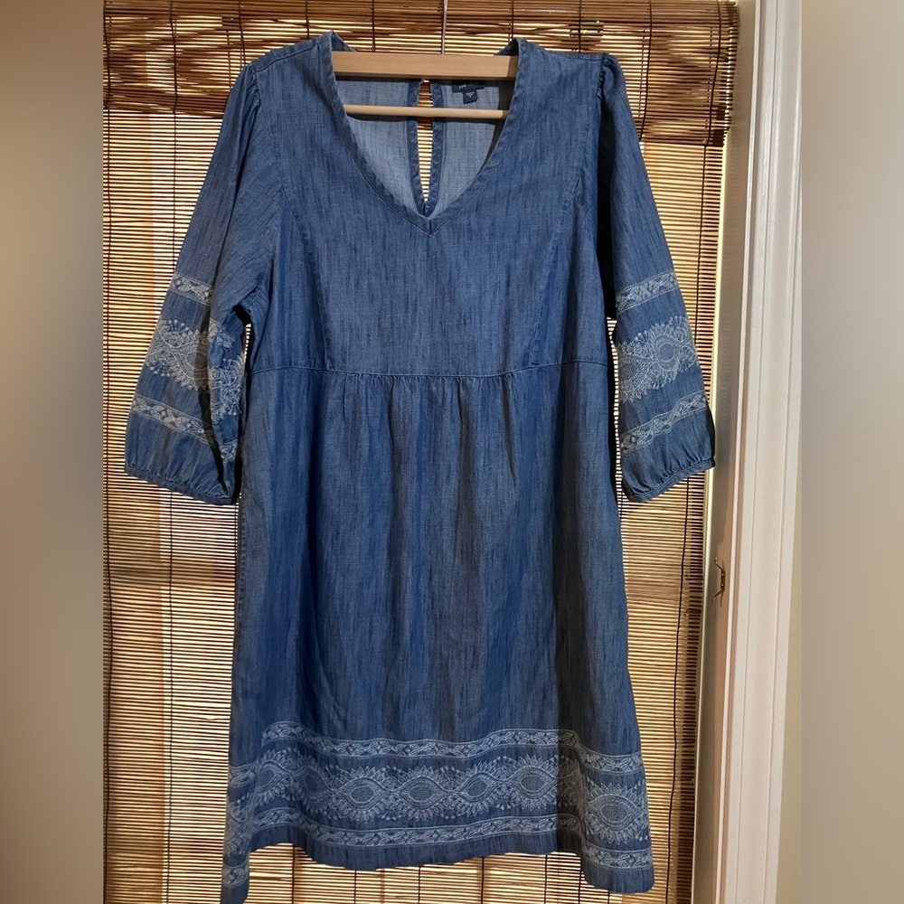 J. Jill Blue Embroidered V-Neck Midi Dress - Picture 11 of 11